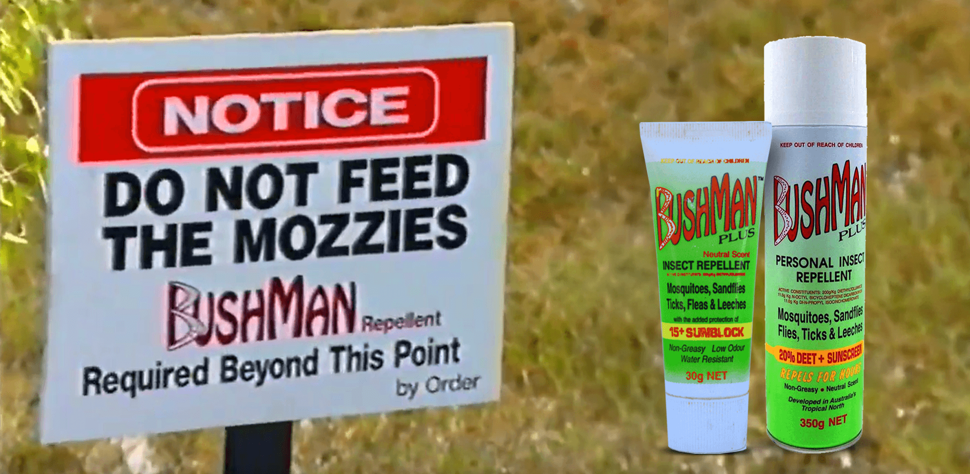 Do Not Feed The Mozzies Sign Bushman